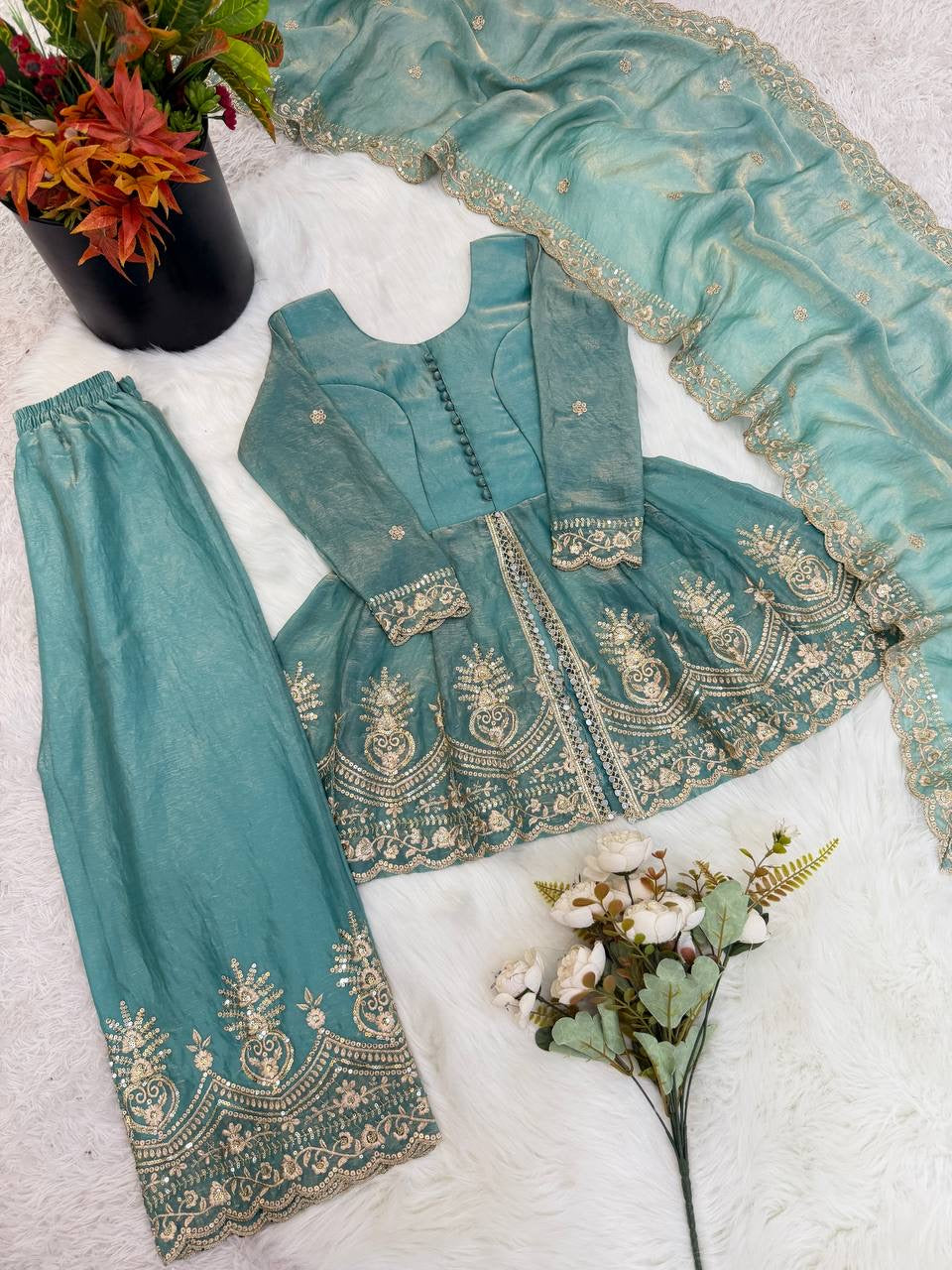 ✨ Elegant Kids Fendy Silk Palazzo Set ✨