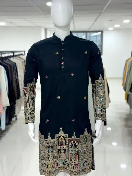 Men’s Royal Embroidered Kurta Pyjama Set – Premium Festive Wear