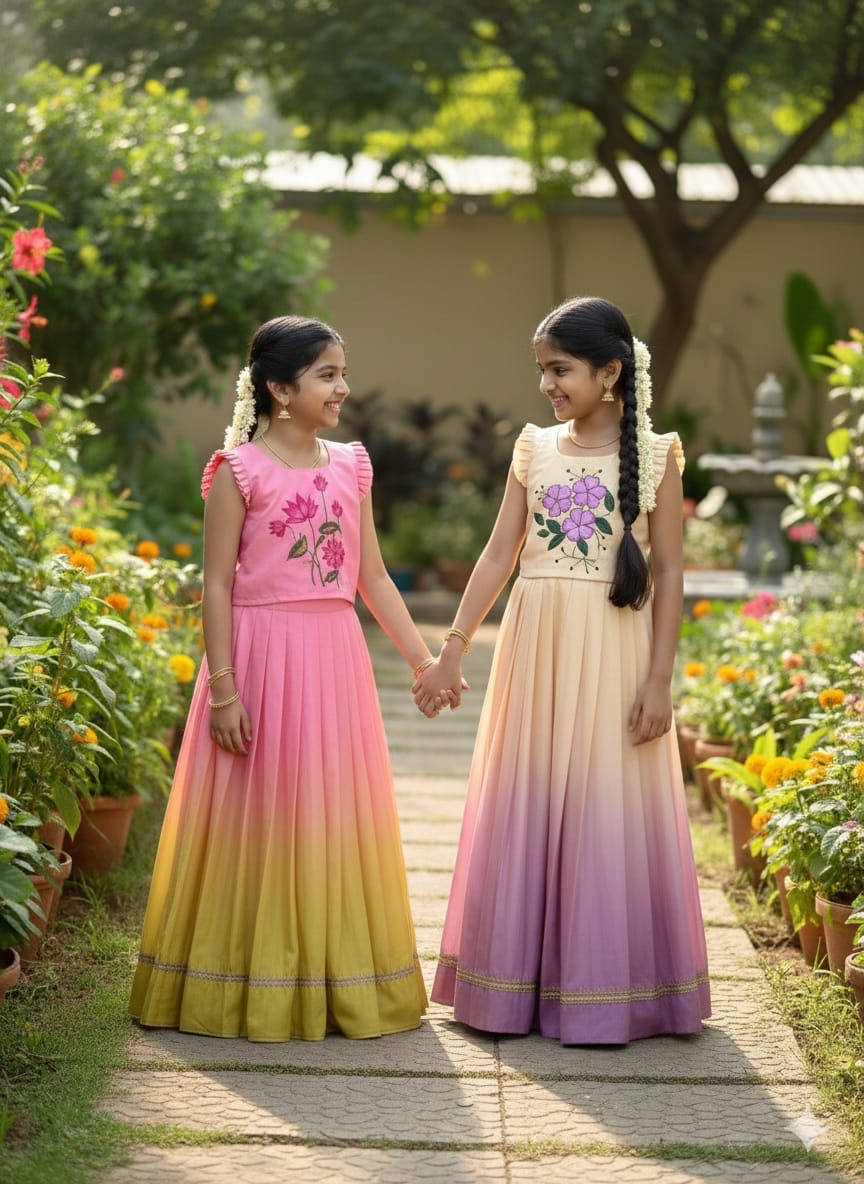 Girls Kalamkari Print Lehenga Choli Set – Pulmy Silk Party Wear Outfit