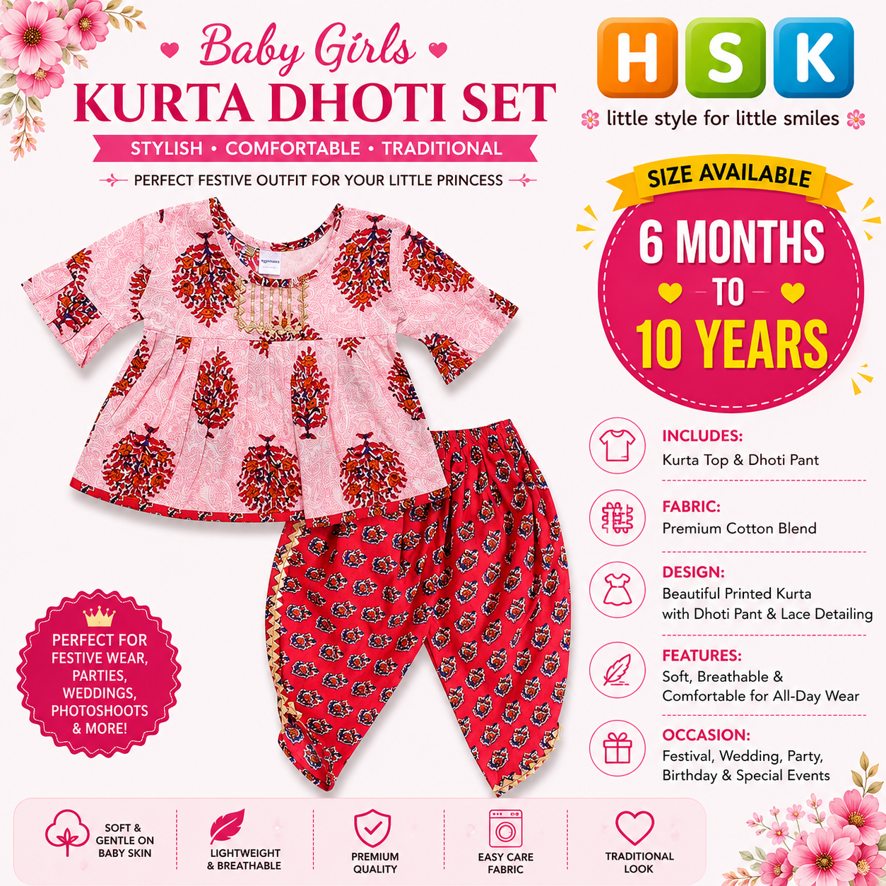 Girls Dhoti Kurta Set