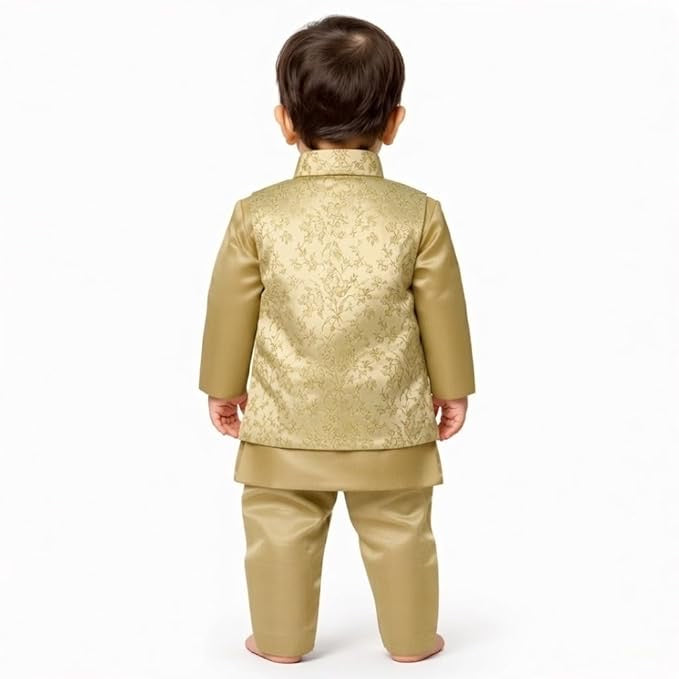 Baby Boys Brocade Silk Blend Sherwani Set – Premium Occasion Wear