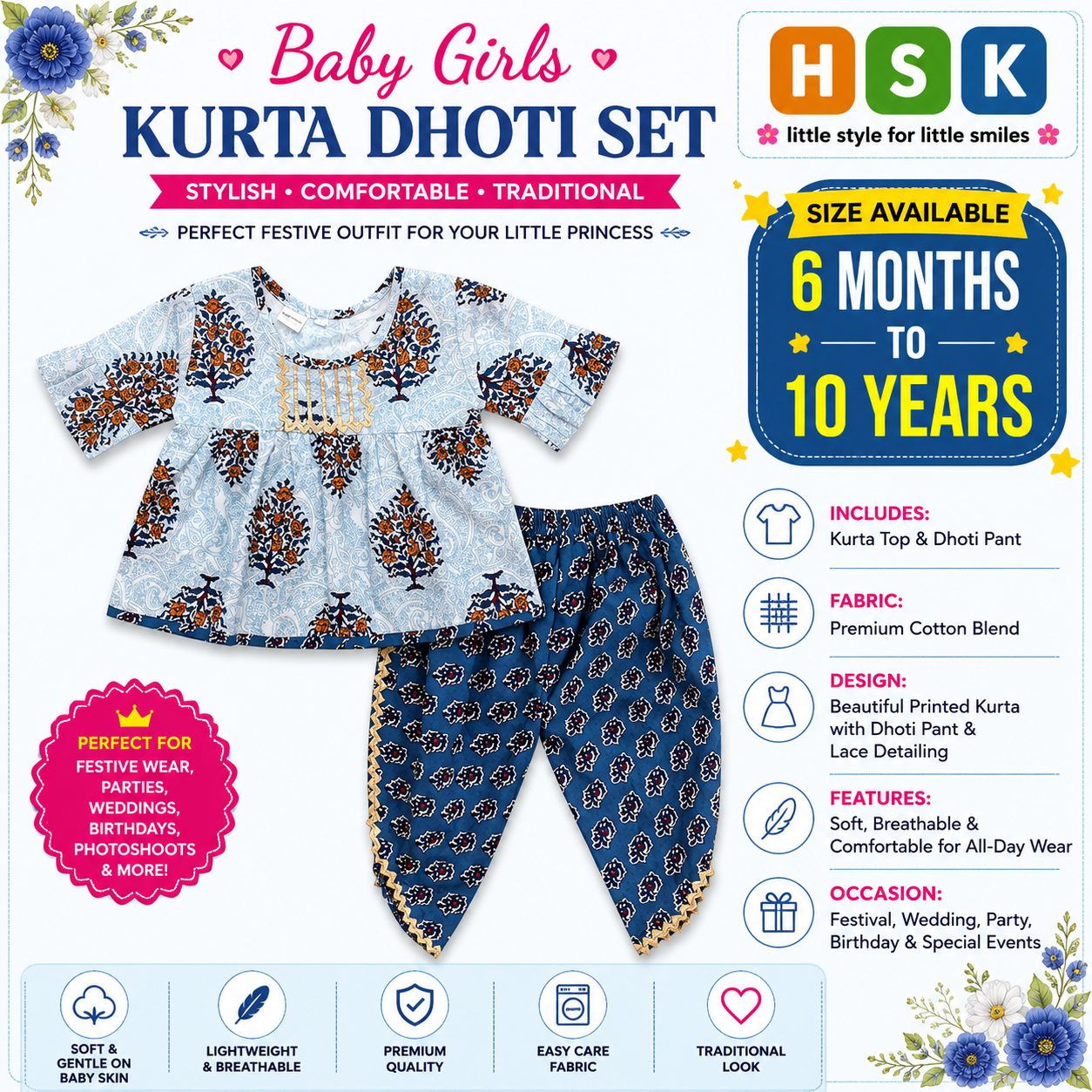 Girls Dhoti Kurta Set