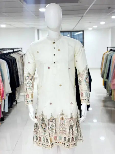 Men’s Royal Embroidered Kurta Pyjama Set – Premium Festive Wear