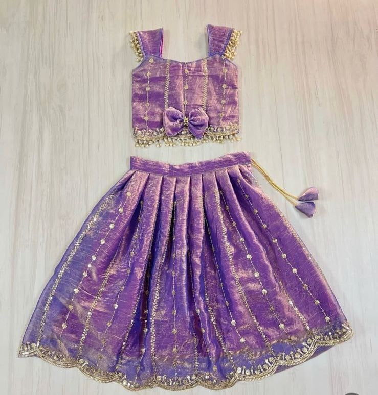 Girls Silk Lehenga Choli Set – Embroidered Party & Wedding Outfit