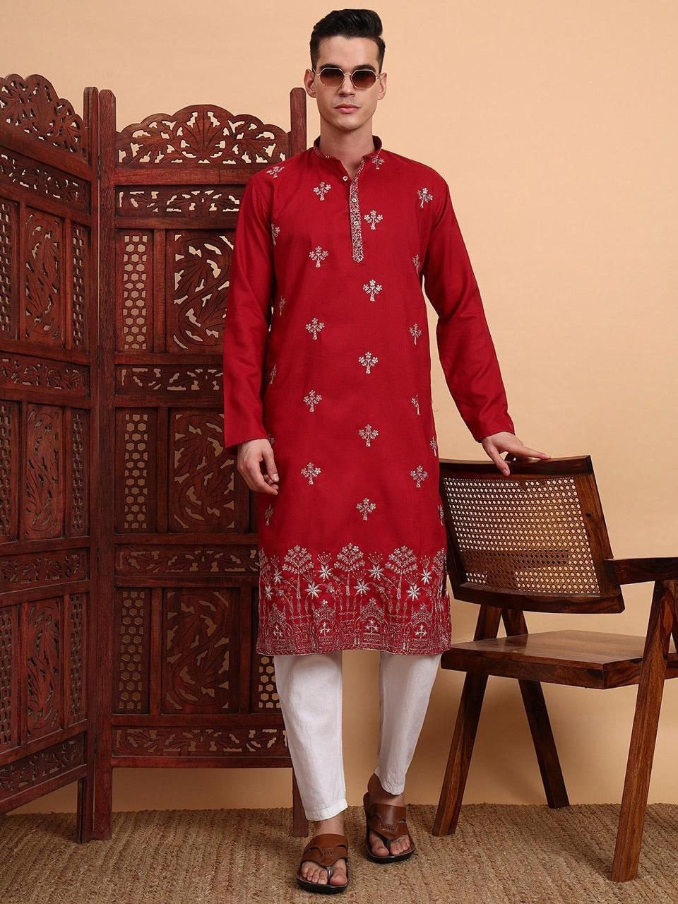 Men’s Cotton Embroidered Kurta – Traditional Occasion Wear