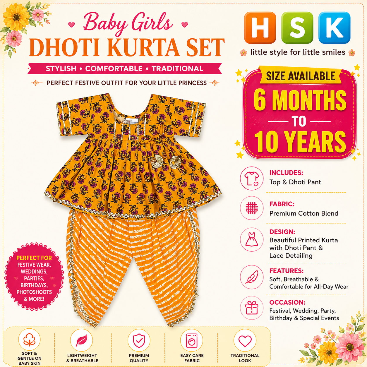 Girls Dhoti Kurta Set