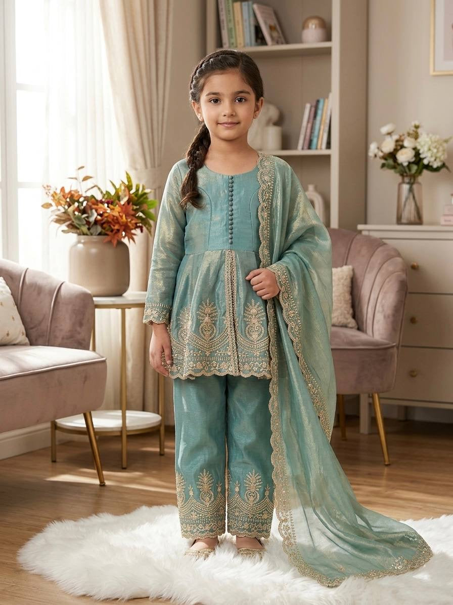 ✨ Elegant Kids Fendy Silk Palazzo Set ✨