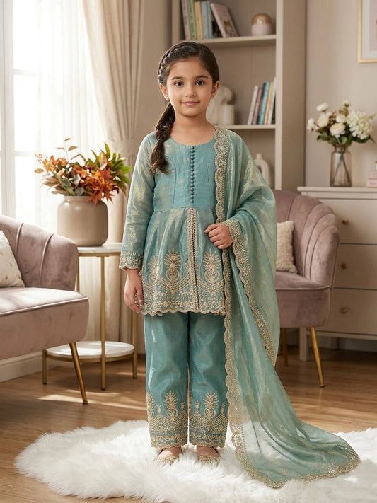 ✨ Elegant Kids Fendy Silk Palazzo Set ✨
