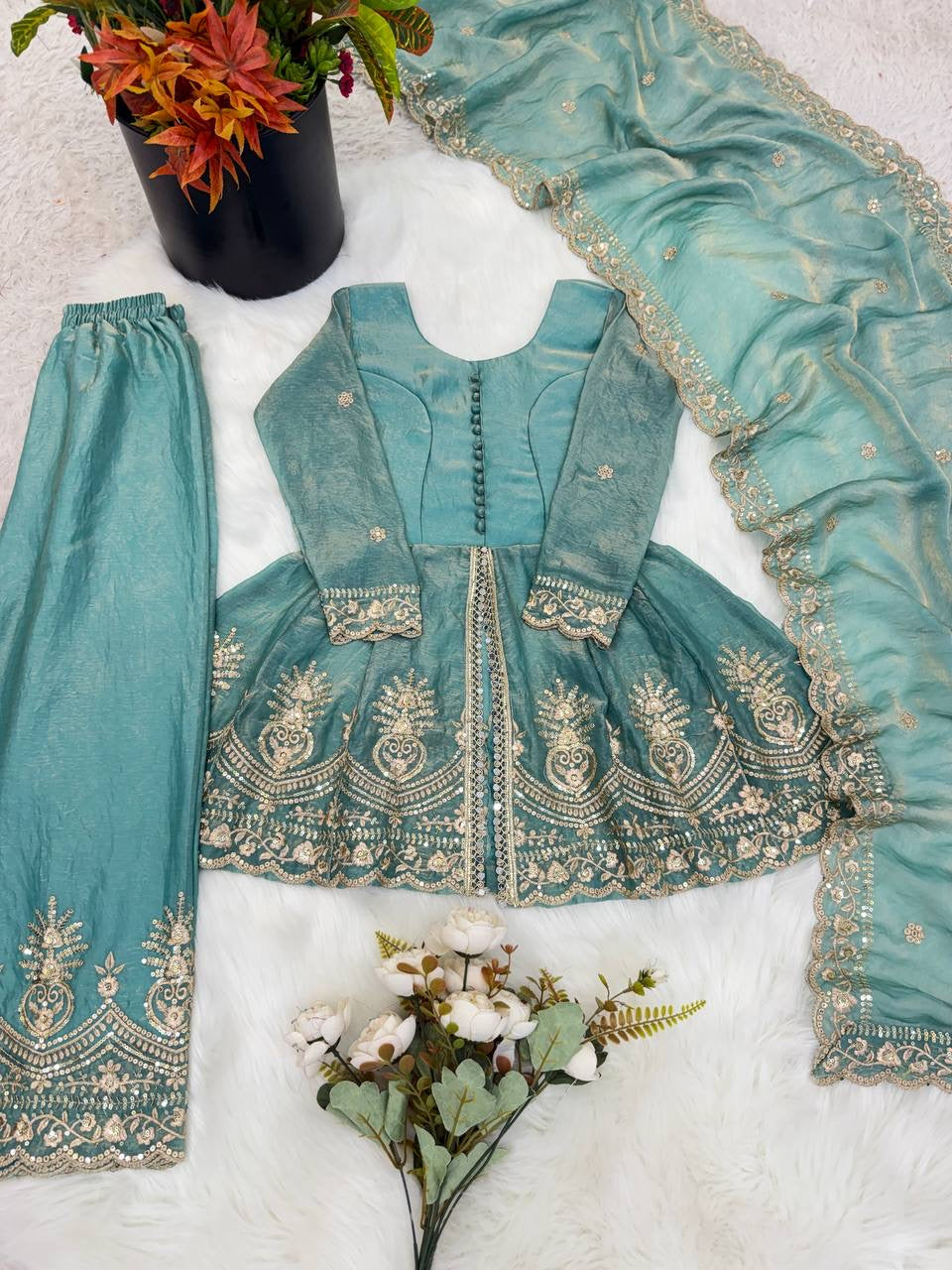 ✨ Elegant Kids Fendy Silk Palazzo Set ✨