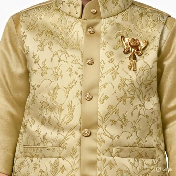 Baby Boys Brocade Silk Blend Sherwani Set – Premium Occasion Wear